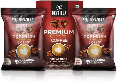 Bevzilla Premium Classic Strong Coffee Powder| 50 Grams X 2 Pouches| Enjoy Hot & Cold Instant Coffee(2 x 25 g)