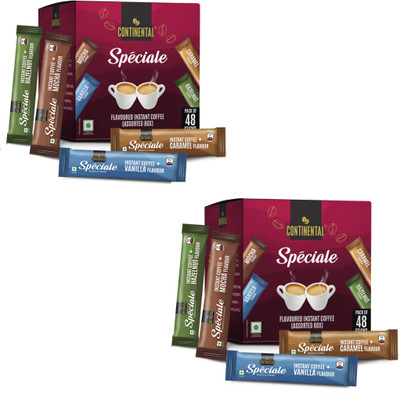 Continental Speciale 96 Coffee Sachets | 4 Flavours - Hazelnut, Vanilla, Mocha, Caramel Instant Coffee(96 x 2 g, Assorted Flavoured)