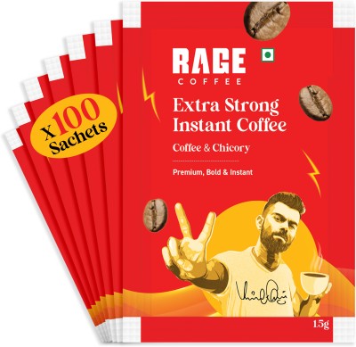 RAGE Extra Strong Premium Blend Coffee Sachets (Pack of 100) 150g | Coffee & Chicory Instant Coffee(150 g)