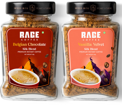 RAGE Silk Blend - Belgian Chocolate & Vanilla Velvet 50 Gms Each | Combo Pack of 2 Instant Coffee(2 x 50 g, Assorted Flavoured)