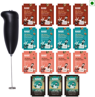 RAGE Silk Blend Assorted Sachets (Pack Of 15) + Frother Instant Coffee  (15 X 1.5 G, Assorted Flavoured) For Rs. 179 @ 67 %