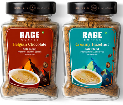 RAGE Silk Blend - Belgian Chocolate & Creamy Hazelnut 60 Gms Each | Combo Pack of 2 Instant Coffee(2 x 60 g, Assorted Flavoured)