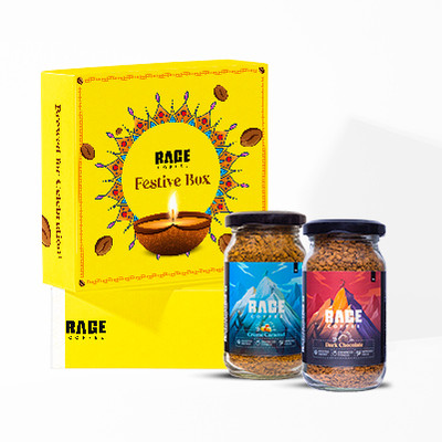 RAGE Festive Box (Silk Blend Creamy Hazelnut & Belgian Chocolate 50 GMs Each) Instant Coffee  (2 X 50 G, Assorted Flavoured) For Rs. 199 @ 56 %
