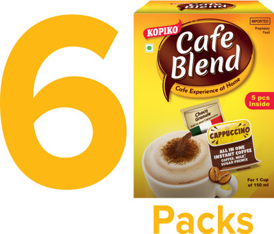 Kopiko Cafe Blend Cappuccino all in 1 Premix (Pack of 6) Instant Coffee(6 x 125 g)