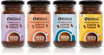 Bevzilla 75 Grams X 4 Flavoured Instant Coffee Powder |Strong Coffee Instant Coffee  (4 X 75 G, Assorted Flavoured) For Rs. 499 @ 67 %