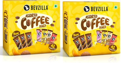 Bevzilla 84 Sachets Box, Makes Premium Cup Instant Coffee(2 x 84 g, Assorted Flavoured)