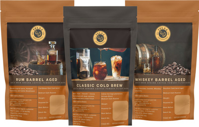 Telaa Coffee And Tea Cold Brew Coffee Combo Pack – Classic, Rum & Whiskey 100 g Each-3 Ready Bags Roast & Ground Coffee(3 x 100 g, Pure Flavoured)