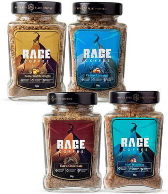 RAGE Gift Box Of 4 Flavours – Hazelnut, Chocolate, Caramel, Butterscotch Instant Coffee On Flipkart For Rs. 549 @ 69% off