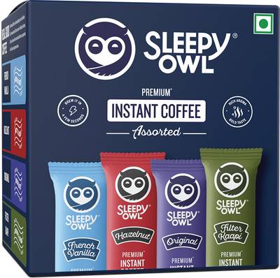 Sleepy Owl Premium Instant Coffee Sachets | Pack of 48 Assorted Coffee Powder Sachets Instant Coffee