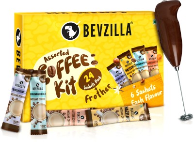 Bevzilla Instant Coffee Gift Box of 24 Assorted Coffee Sachets & Frother Instant Coffee(24 x 2 g, Assorted Flavoured)