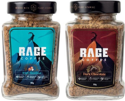RAGE Coffee Combo Pack of 2 - Irish Hazelnut & Dark Chocolate Flavoured Coffee 50 GMS Each Instant Coffee(2 x 50 g, Chocolate, Hazelnut Flavoured)