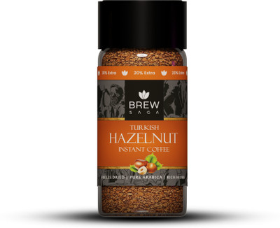 Brewsaga Turkish Hazelnut Instant Coffee Arabica No Added Sugar Makes 30 Cups Instant Coffee(60 g, Hazelnut Flavoured)