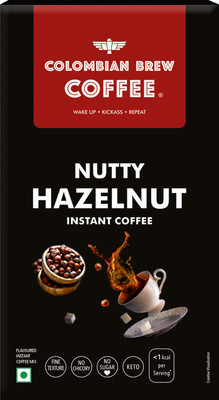 Colombian Brew Hazelnut Instant Coffee, No Sugar Vegan, 50gm Instant Coffee(50 g, Hazelnut Flavoured)