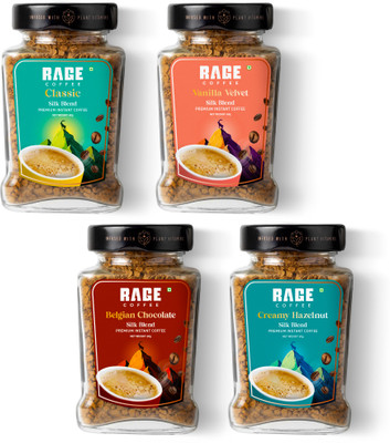 RAGE Silk Combo 60g x 4- Classic, Belgian Chocolate, Creamy Hazelnut, Vanilla Velvet Instant Coffee(4 x 60 g, Assorted Flavoured)