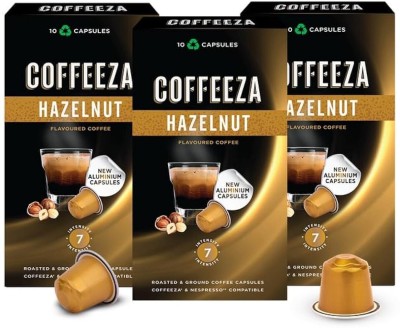 Coffeeza Aluminium Coffee Capsules, Intensity - 7 | Nespresso Compatible Coffee Pods Roast & Ground Coffee(3 x 55 g, Hazelnut Flavoured)