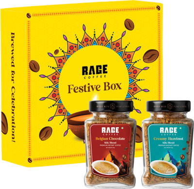 RAGE Festive Box (Silk Blend Creamy Hazelnut & Belgian Chocolate 50 GMs Each) Instant Coffee(2 x 60 g, Assorted Flavoured)
