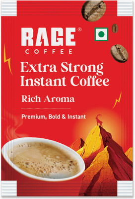 RAGE Extra Strong Premium Blend Coffee (Pack of 50)+Multipurpose Shaker 450ml Instant Coffee(50 x 1.5 g, Assorted Flavoured)