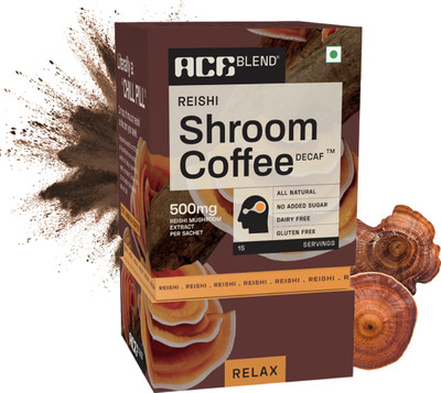 Ace Blend Reishi SHROOM COFFEE® | Decaf Mushroom Coffee | KSM 66 Ashwagandha | Relax Instant Coffee(15 x 7 g)