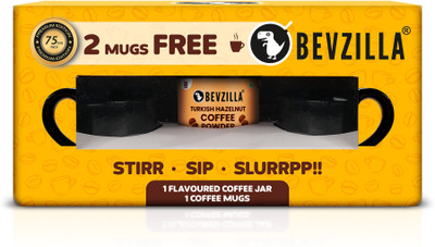 Bevzilla Instant Coffee Turkish Hazelnut Pack 2 Free Coffee Mugs Makes up to 40 cups Instant Coffee(75 g, Hazelnut Flavoured)