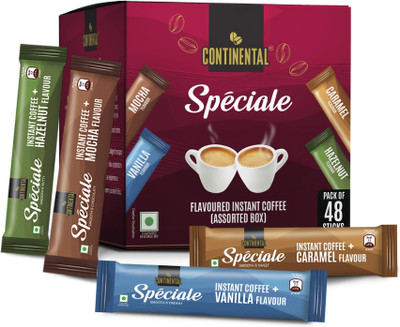 Continental Speciale 48 Coffee Sachets | 4 Flavours - Hazelnut, Vanilla, Mocha, Caramel Instant Coffee(48 x 2 g, Assorted Flavoured)