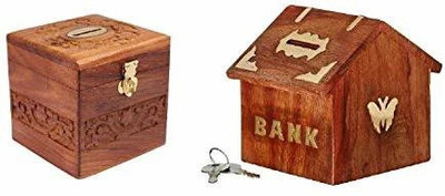 ZUHAIB CRAFTED LEGACY Wodden Money bank coin bank saving box 291 Coin Bank(Brown)