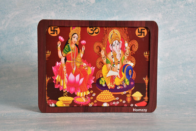 Homzzy Wooden Money Saving Box of Laxmi Ji or Ganesh ji(Pack Of 1) Coin Bank(Brown)