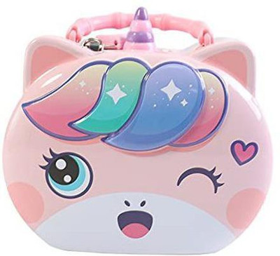 Galactic New Unicorn Piggy Bank Cartoon House Saving Pot Coin Bank Money Bank Saving Coin Box with Lock Gift Toy for Kid Children(2 design 1 Random Design send) Coin Bank(Multicolor)
