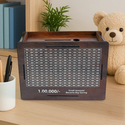 Fiddlys Classic Coin Storage Box for Saving Money Coin Bank(Brown)