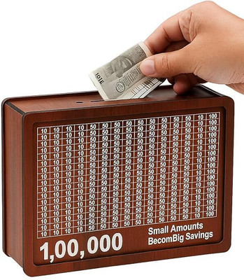 Sundhi 100000 Rupees Goal Tracker, Cash Collection Bank for Kids and Adults Coin Bank(Brown)