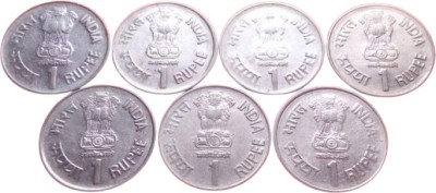 RB COINS Rare 1 Rupee 1997 Cellular Jail Port Blair Steel 7 Coin Coin Bank(White)
