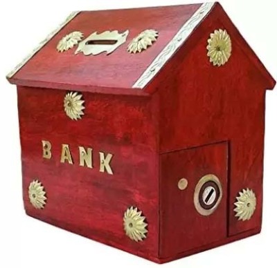 webshoppee Money Bank Hut Style Kids Piggy Coin Box HUT Shape Cash Box (1 Compartments) Coin Bank(Red)