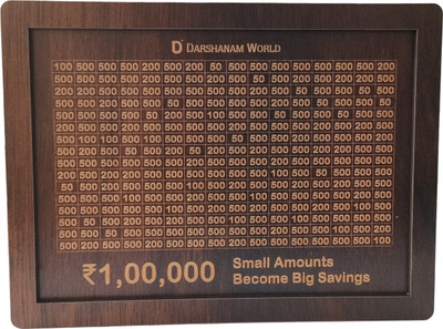 DARSHANAM WORLD Wooden Money Saving Box Counting target money box Coin box for saving Coin Bank Coin Bank(Brown)