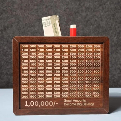 JustClick Wooden Coin Bank for Personal Use Coin Bank(Brown)