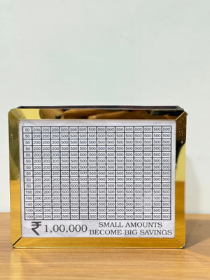 TRENDORA Wooden Money/Piggy Bank, 7/7/3 INCH , Money Box,with Carved ,Wooden Savings Box Coin Bank(Brown)