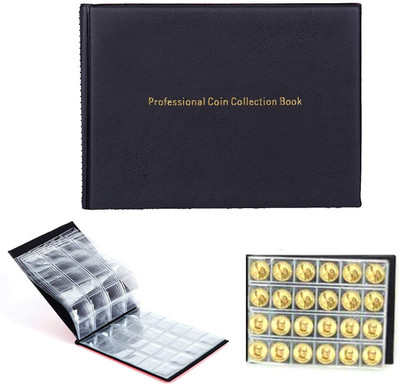 aTOzCRAFTS 240 Pockets Coin Storage Album Book for Collectors 1 Pcs Coin Bank(Black)