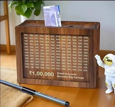 Impexlabh Wooden Money Piggy Bank, Money Saving Box-015 Coin Bank(Brown)