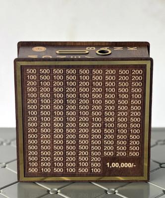 Adveriq Wooden Money Saving Box | Cash Saving Piggy Bank with Counting Target Coin Bank(Brown)