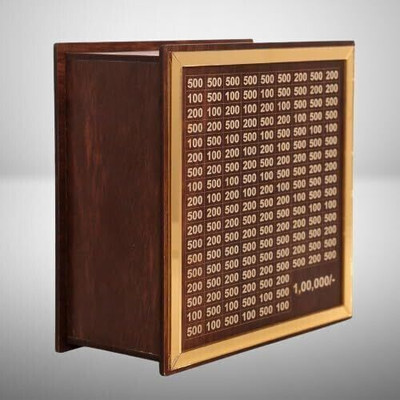 Impexlabh Coin Box with Carved Design for Kids/Children, Savings Challenge Box with Pen Coin Bank(Brown, Gold)