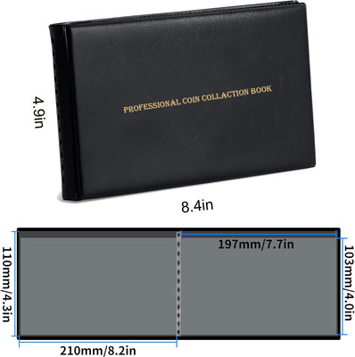 ComfyStyle 40 Pockets Note Currency Collecting Album-20 Sheets Clear Dollar/Note Book Album Coin Bank(Black)