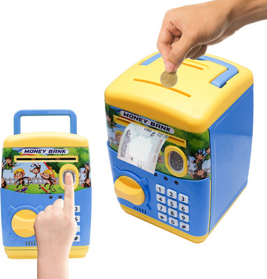 Wonder Money Bank ATM Fingerprint Sensor Lock & Unlock | Piggy Bank with Sound & Music Coin Bank(Multicolor)