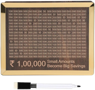 ZORIADA Wooden Money/Piggy Bank for Kids, Savings Challenge Box, Money Saving 100000 Coin Bank(Brown)