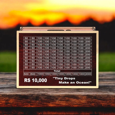 GS Smart 10,000 Rupees Money Saving Piggy Bank | Wooden Piggy Bank with Easy Tracking Coin Bank(Brown)