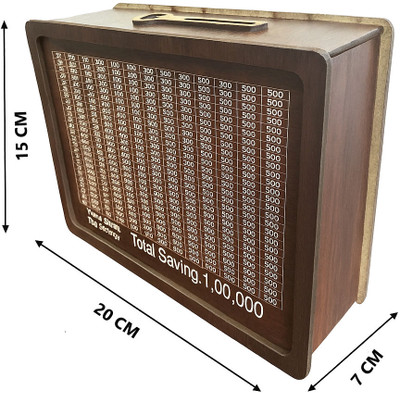XORTIC Decorative Wooden Coin Box with Goal Chart Coin Bank(Brown)