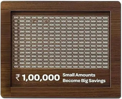 SNDArt Wooden Money Bank,Coin Box with Carved Design for Kids,Savings Challenge Box Coin Bank(Brown)