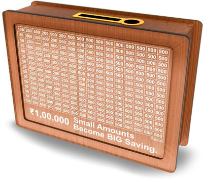 Hiwaga Wooden Money Saver Box Wooden Piggy Bank 100000 Money Bank Box Coin Bank Coin Bank(Brown)