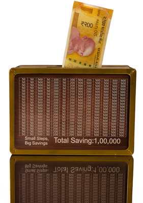 JustClick Wooden Money Piggy Bank | Money Saving Box Coin Bank(Brown)