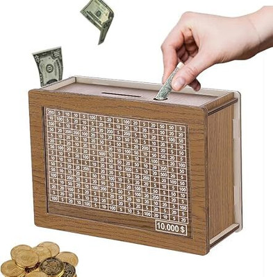 Vinayak Traditional Wooden Money Saving Piggy Bank Coin Bank(Brown)