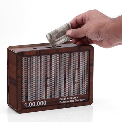 Shashivarnam Piggy Bank with Goal Tracker, Savings Box, 1 Lakh Rupees Saving Challenge Gullak Coin Bank(Brown)