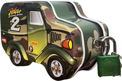 SAI SAMRUDH ENTERPRISES Camouflage Van Metal (Pack of 2) Coin Bank(Green)