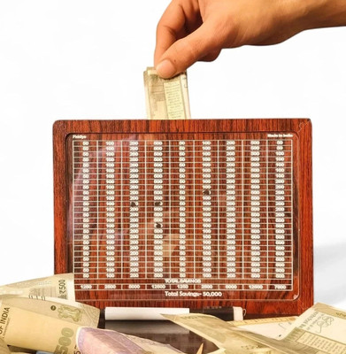 Fiddlys Wooden Money Piggy Bank Box for Kids Coin Bank(Multicolor)